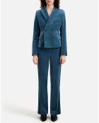Veste tailleur courte en velours bleue