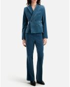 Veste tailleur courte en velours bleue