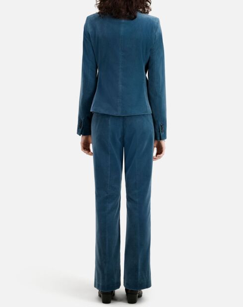 Veste tailleur courte en velours bleue