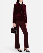 Veste tailleur courte en velours bordeaux