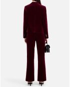 Veste tailleur courte en velours bordeaux