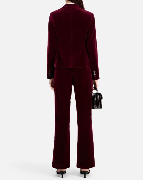Veste tailleur courte en velours bordeaux