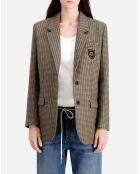 Blazer en Laine mélangée à carreaux beige