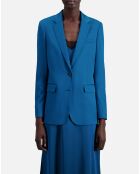 Veste tailleur Satinée bleue