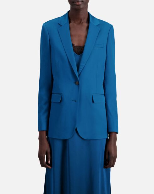 Veste tailleur Satinée bleue