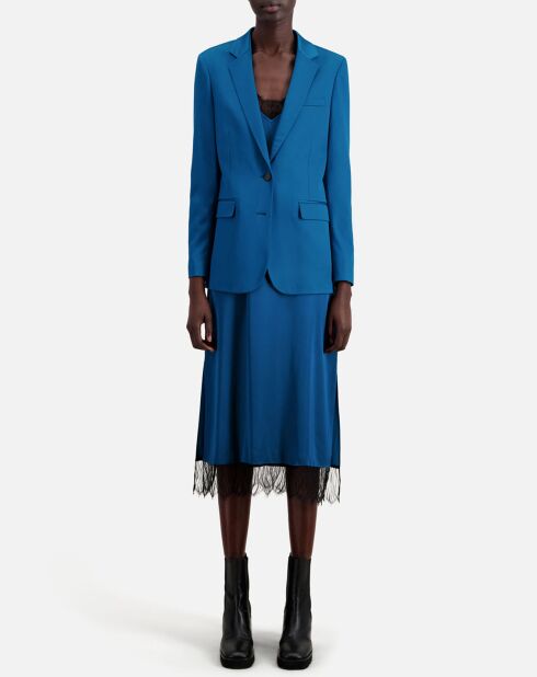 Veste tailleur Satinée bleue