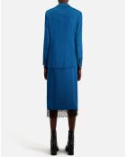 Veste tailleur Satinée bleue