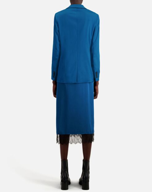 Veste tailleur Satinée bleue