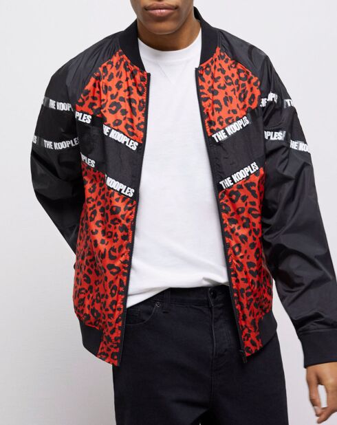 Blouson bicolore avec bandes logo multicolore