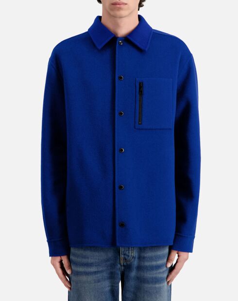 Blouson type surchemise en Laine mélangée bleu