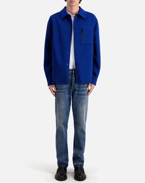 Blouson type surchemise en Laine mélangée bleu