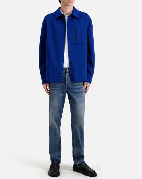Blouson type surchemise en Laine mélangée bleu