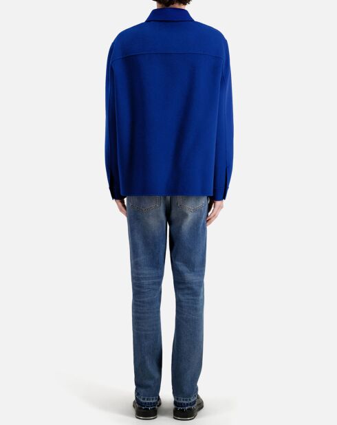 Blouson type surchemise en Laine mélangée bleu