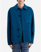 Blouson type surchemise en Laine mélangée bleu