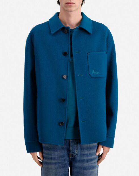 Blouson type surchemise en Laine mélangée bleu