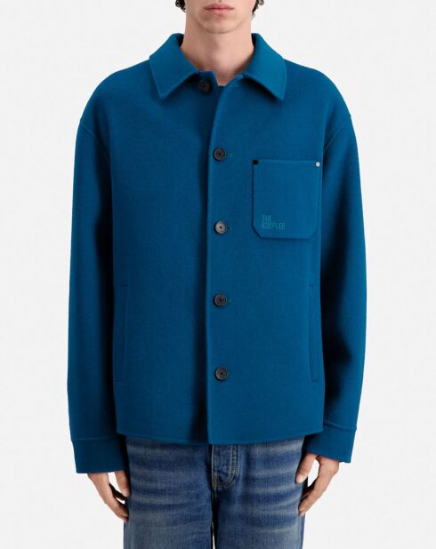 Blouson type surchemise en Laine mélangée bleu