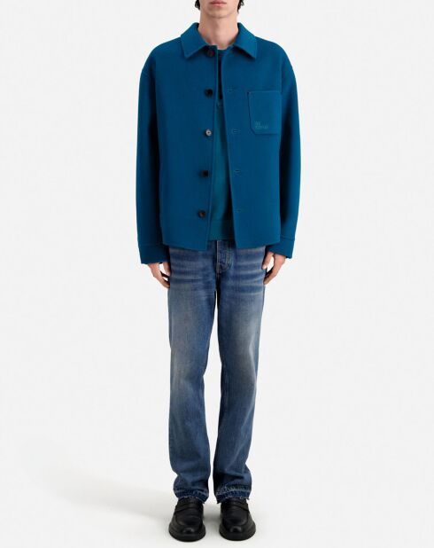 Blouson type surchemise en Laine mélangée bleu