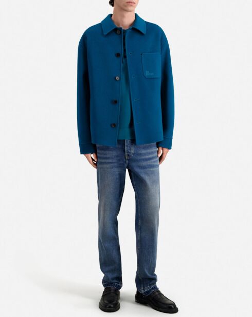 Blouson type surchemise en Laine mélangée bleu