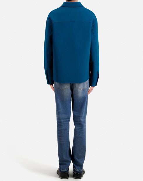 Blouson type surchemise en Laine mélangée bleu