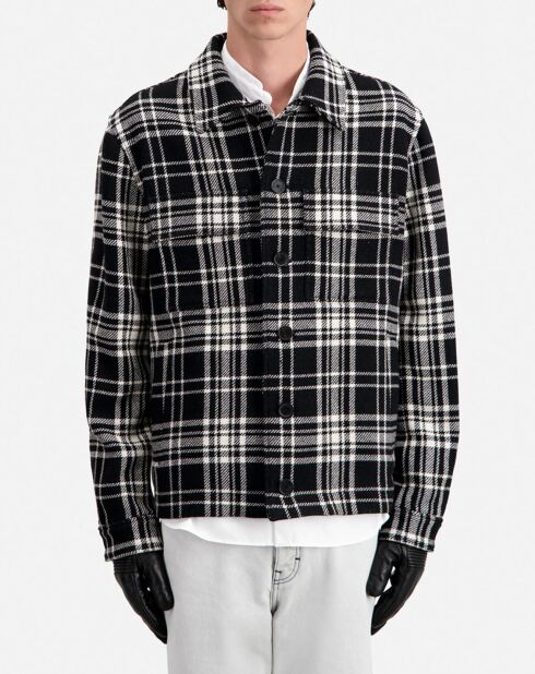 Blouson type surchemise en Laine mélangée à carreaux noir