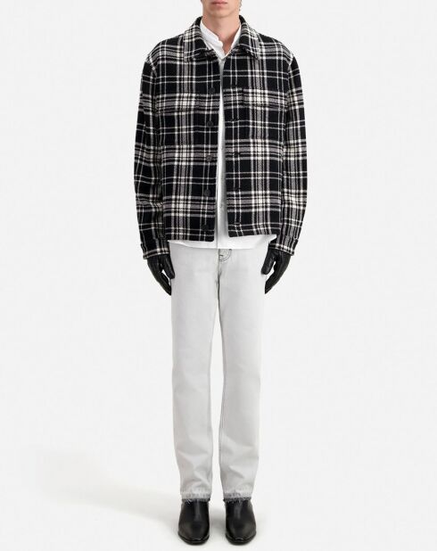 Blouson type surchemise en Laine mélangée à carreaux noir