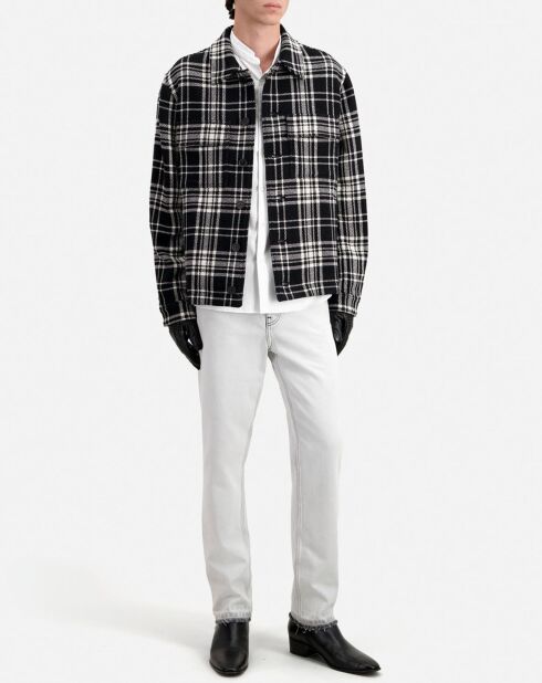 Blouson type surchemise en Laine mélangée à carreaux noir