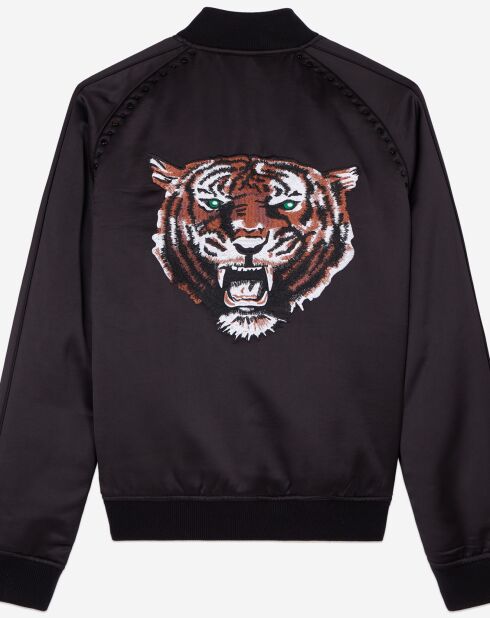 Blouson avec broderie Wild Tiger noir