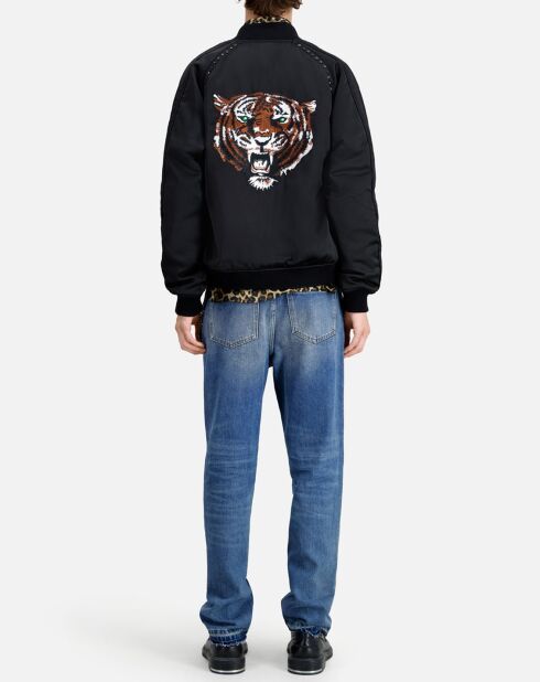 Blouson avec broderie Wild Tiger noir