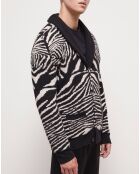 Cardigan en Laine mélangée imprimé noir