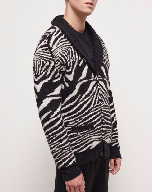 Cardigan en Laine mélangée imprimé noir