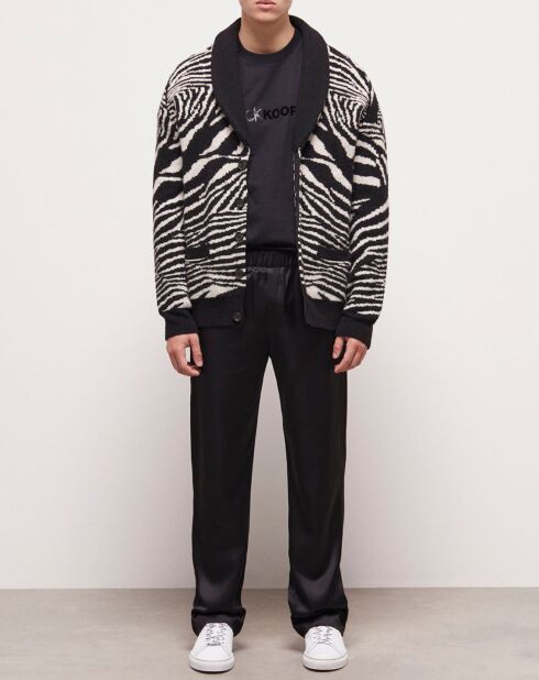 Cardigan en Laine mélangée imprimé noir