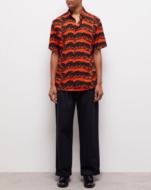 Chemise décontractée panthère orange/noir