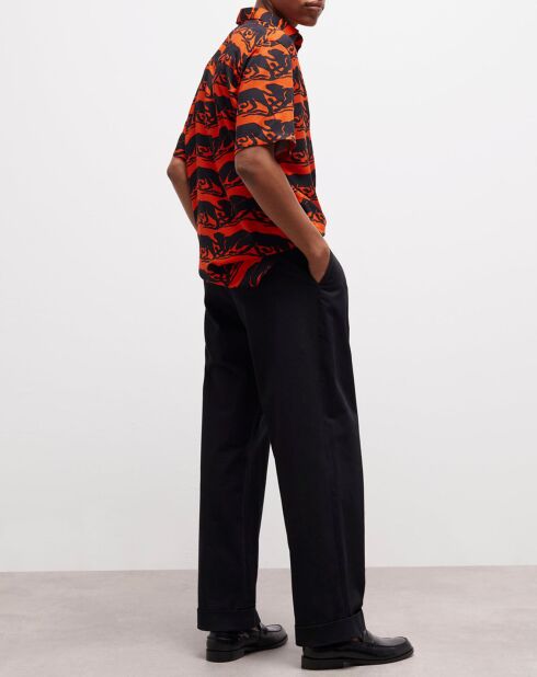 Chemise décontractée panthère orange/noir