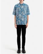 Chemise imprimée manches courtes bleue