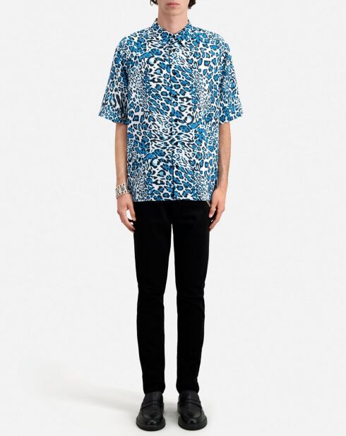 Chemise imprimée manches courtes bleue