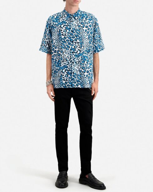 Chemise imprimée manches courtes bleue
