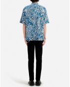 Chemise imprimée manches courtes bleue