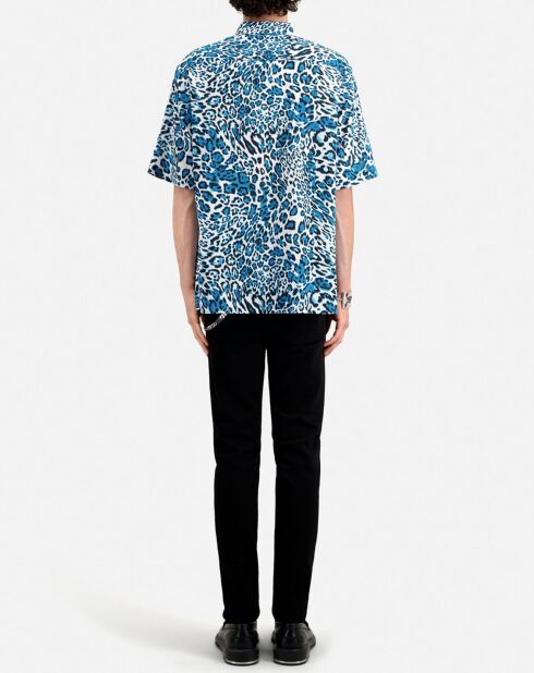 Chemise imprimée manches courtes bleue