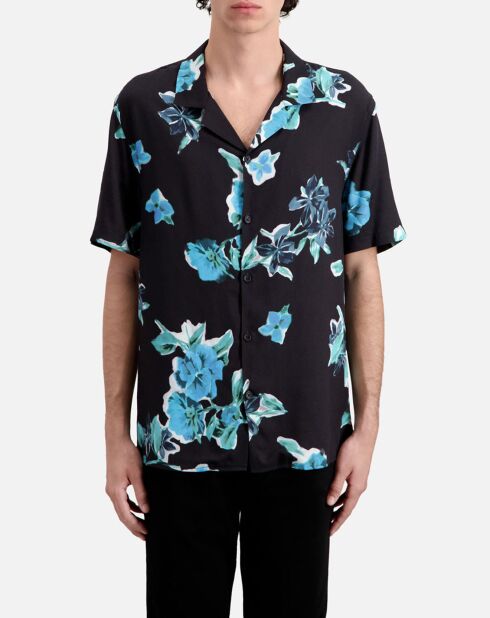 Chemise imprimée manches courtes noire