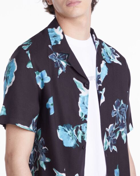 Chemise imprimée manches courtes noire