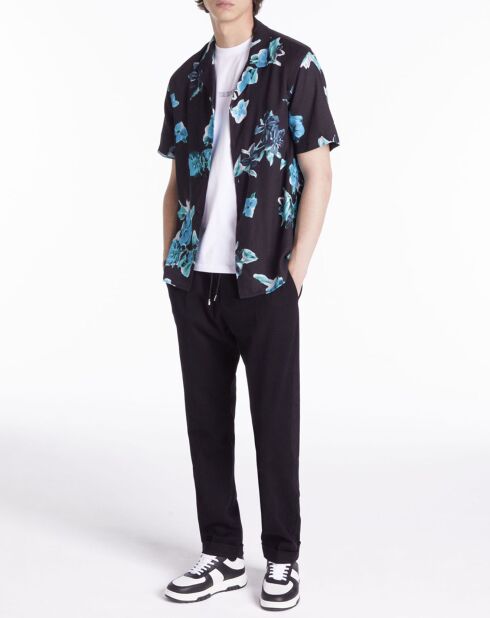 Chemise imprimée manches courtes noire
