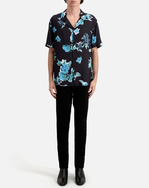 Chemise imprimée manches courtes noire