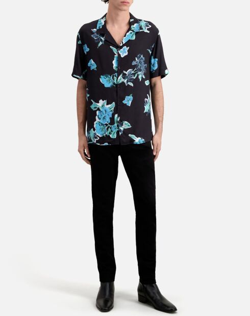 Chemise imprimée manches courtes noire