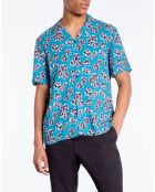 Chemise imprimée manches courtes bleue