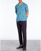 Chemise imprimée manches courtes bleue