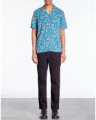Chemise imprimée manches courtes bleue
