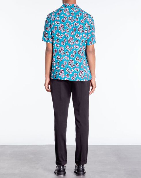 Chemise imprimée manches courtes bleue