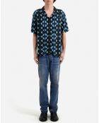Chemise manches courtes imprimée noire