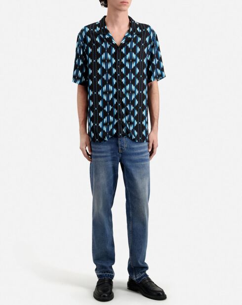 Chemise manches courtes imprimée noire