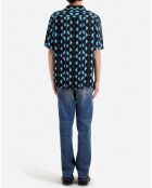 Chemise manches courtes imprimée noire